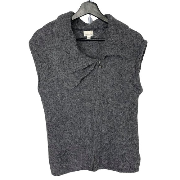 Holistia Alpaca Blend Sleeveless Asymmetrical Zip Up Vest Medium - Picture 1 of 6